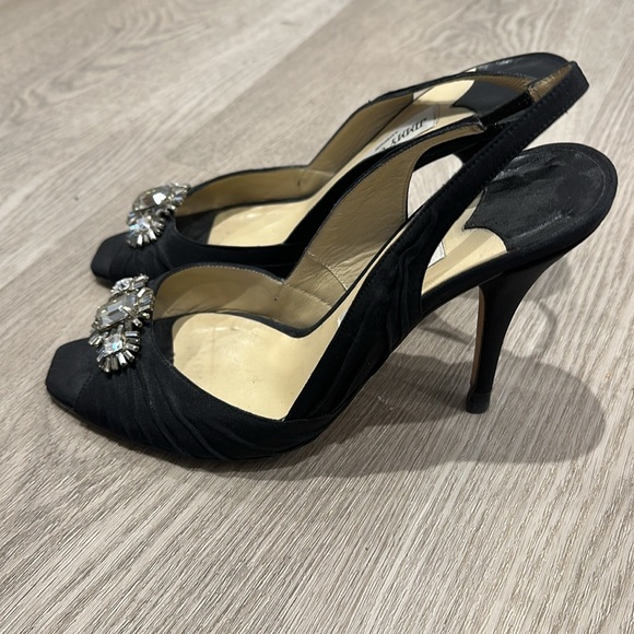Jimmy Choo Damon Swarovski Crystal Slingback Embellished Heels - Picture 2 of 6